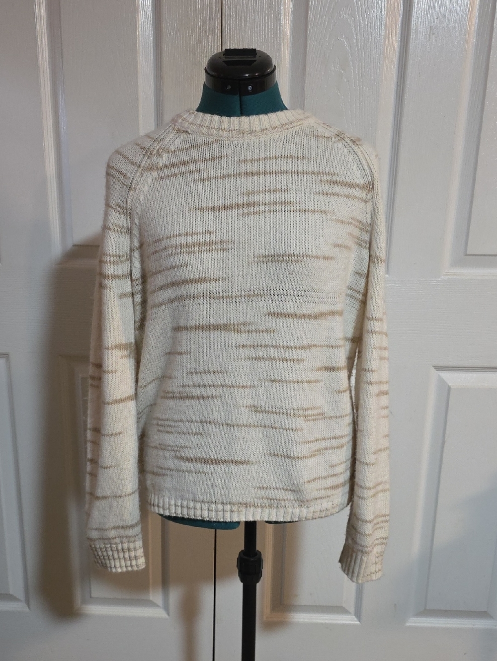 J. Crew Cream and Tan Marled Crewneck Sweater